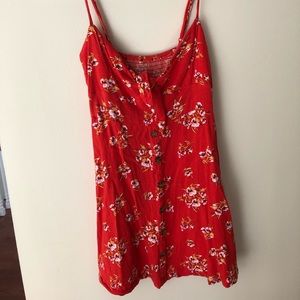 red floral dress